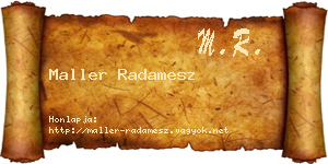 Maller Radamesz névjegykártya